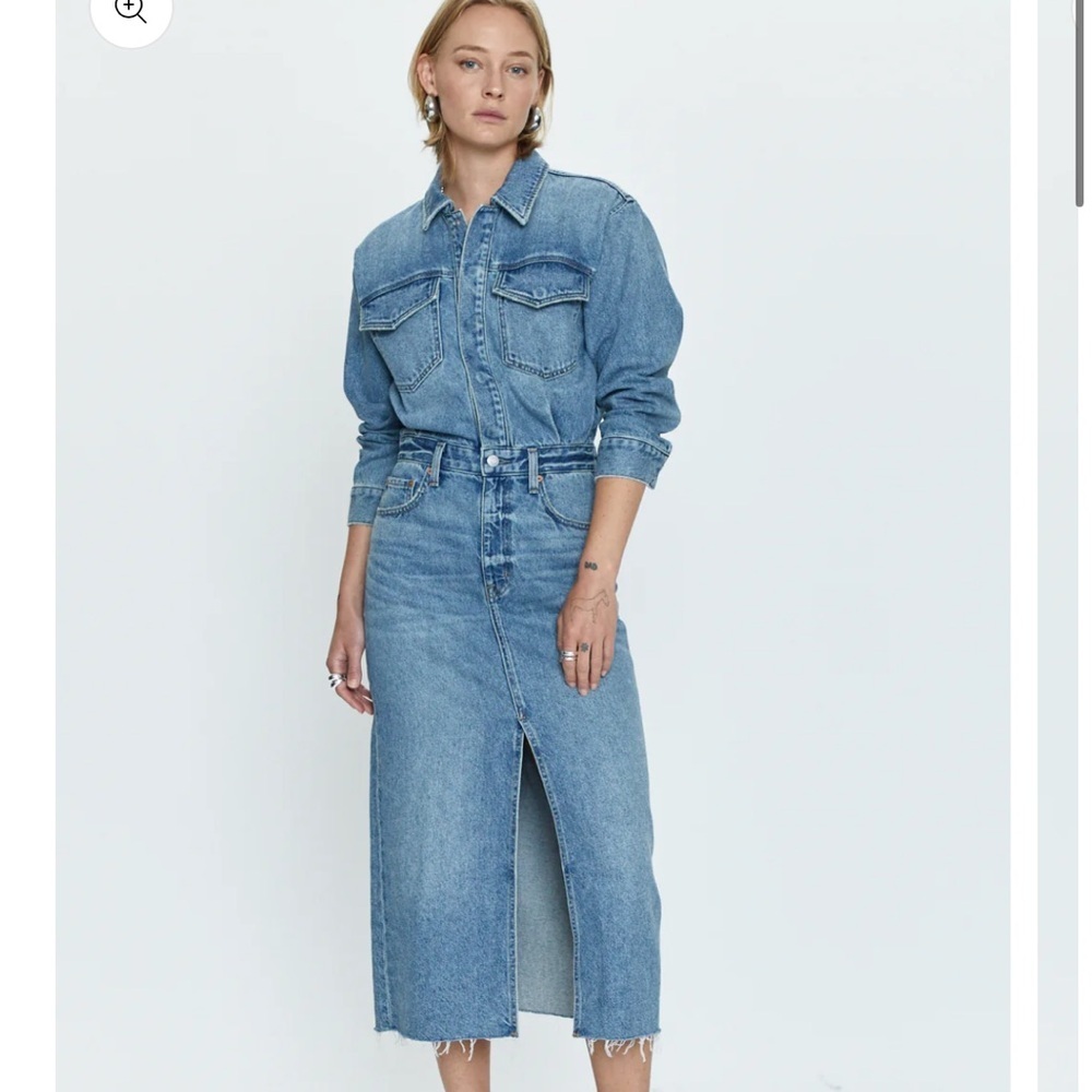 Pistola Amira Denim Midi Dress Marcel Long Sleeve Button Front Sz S NEW